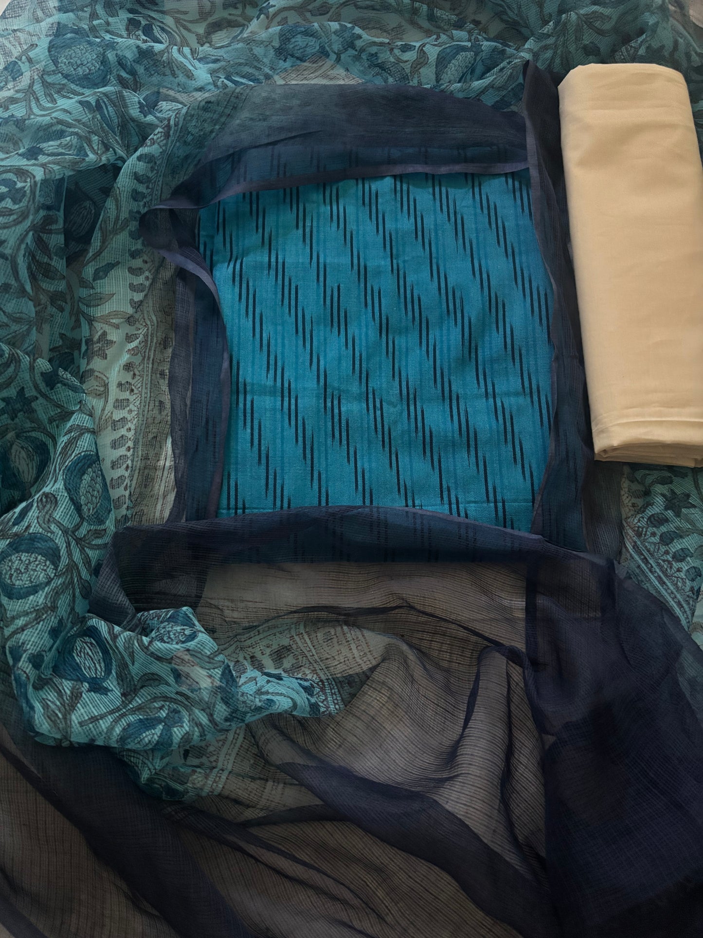 Pure ikkat blue suit