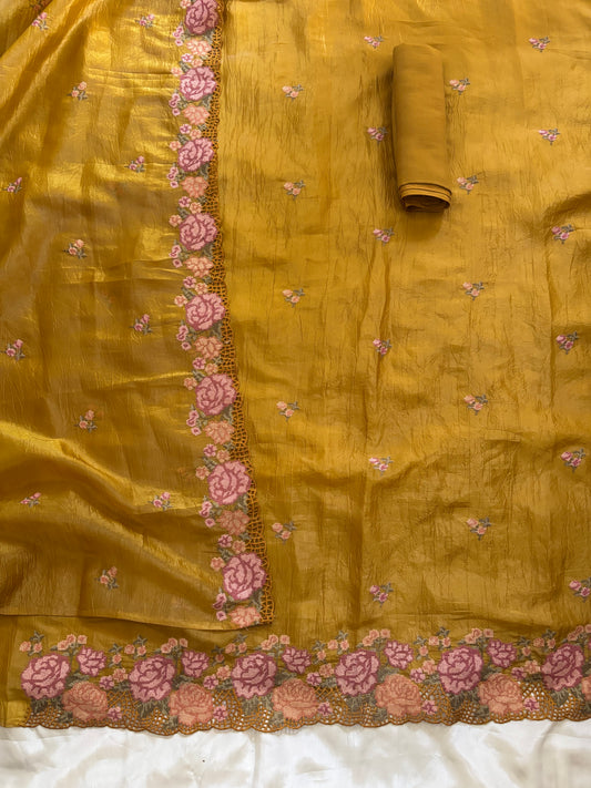 Mustard Yellow Cutwork suit