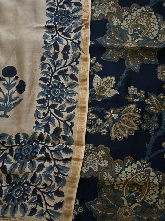 Blue dabu print suit