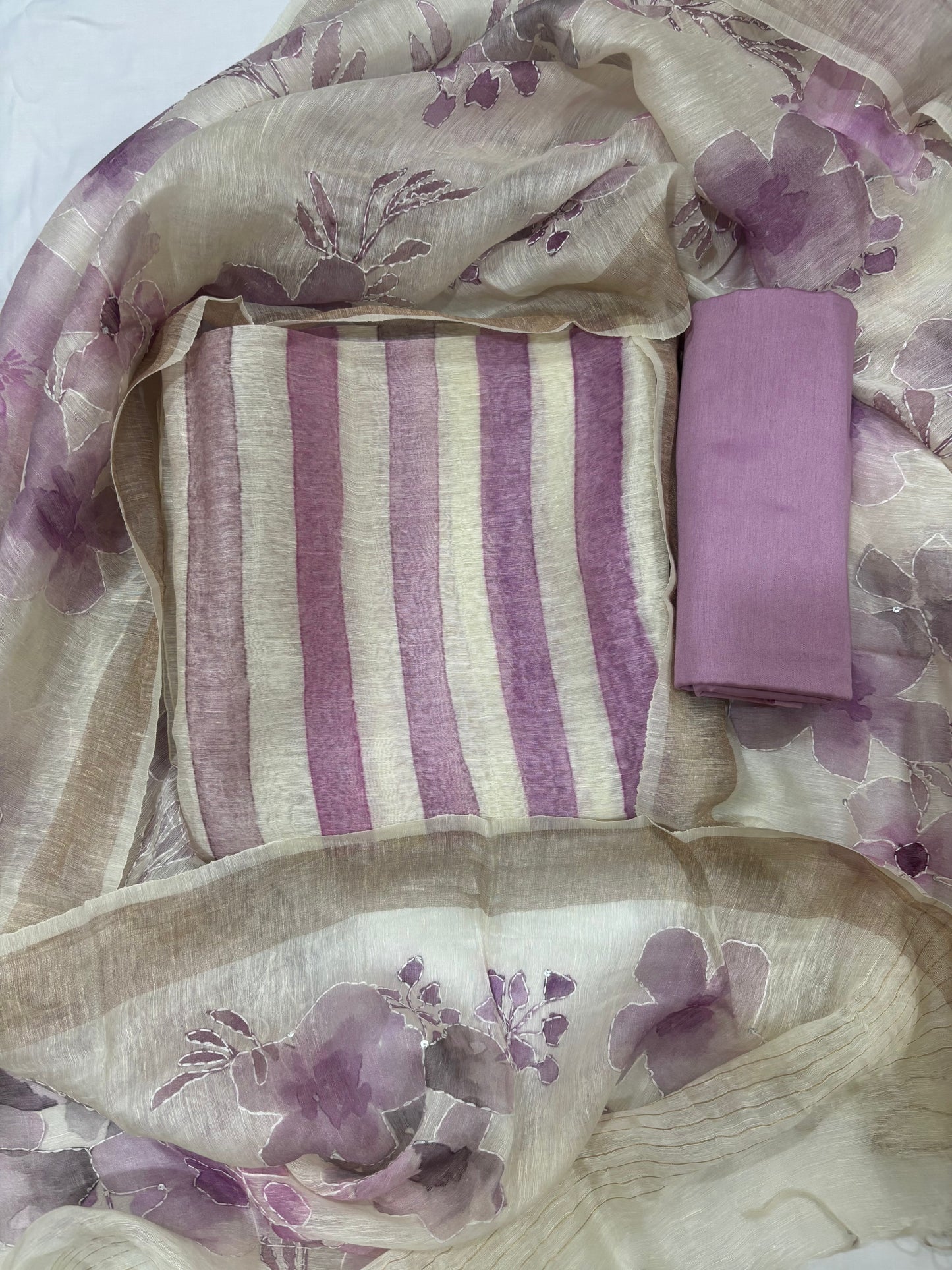 Multi Color tussar silk suit