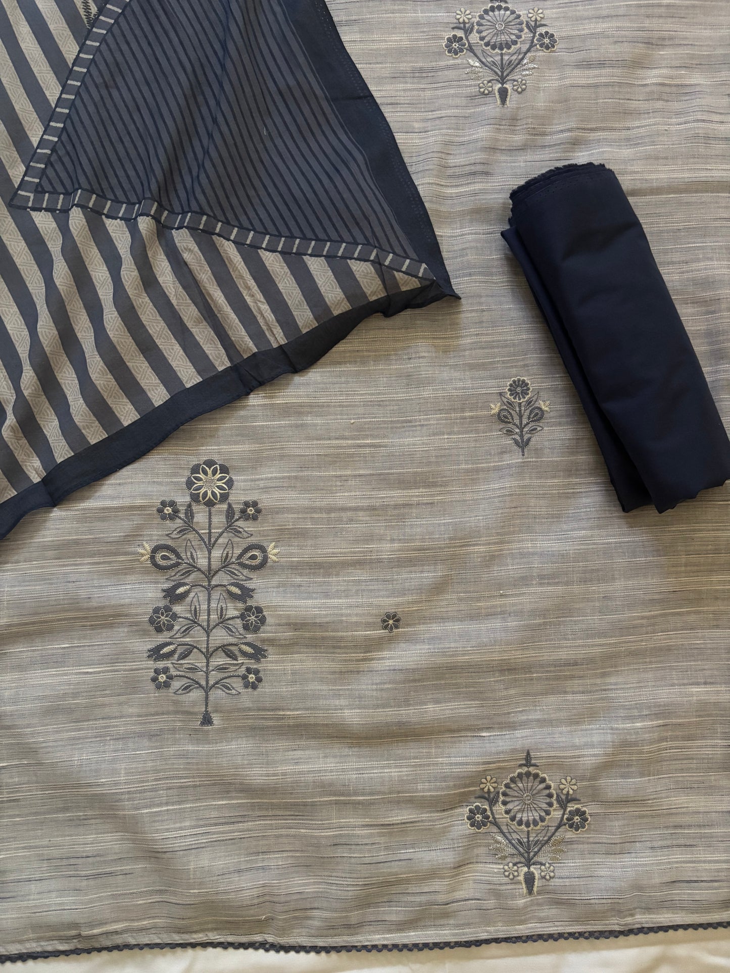 Grey khadi cotton suit