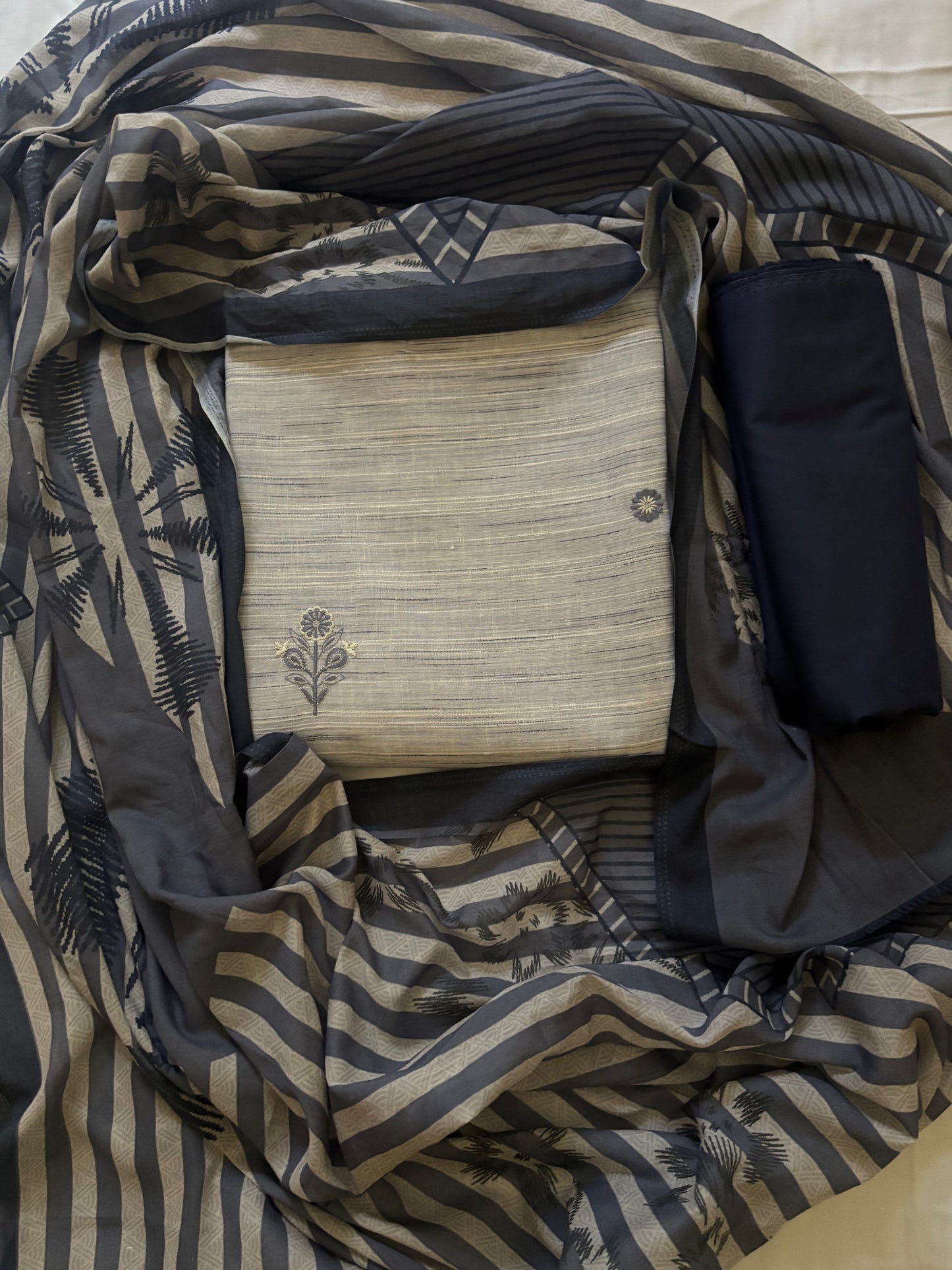 Grey khadi cotton suit