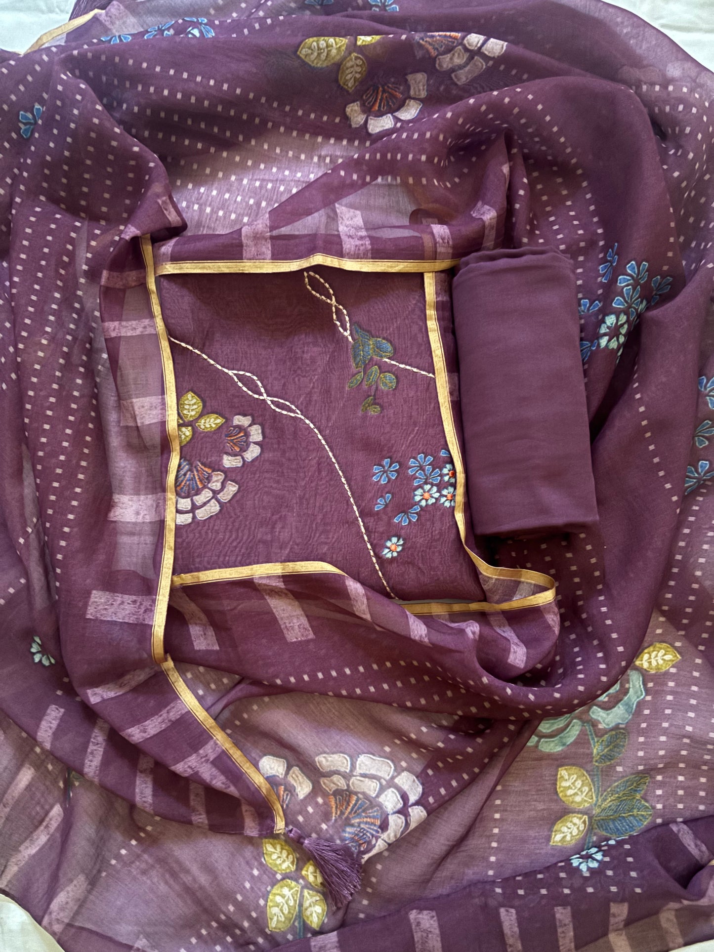 Purple muslin suit