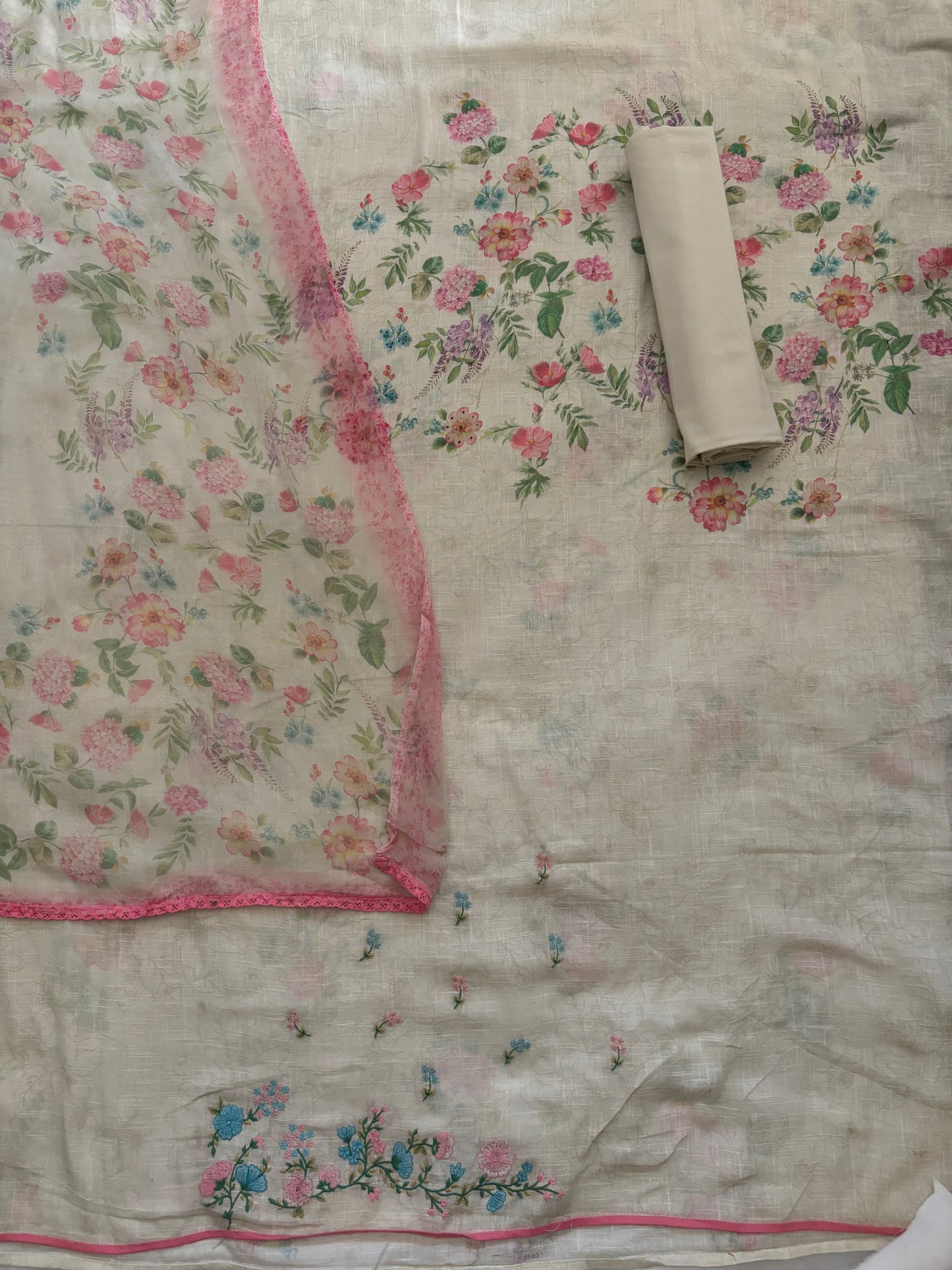 Light Cream slub cotton suit
