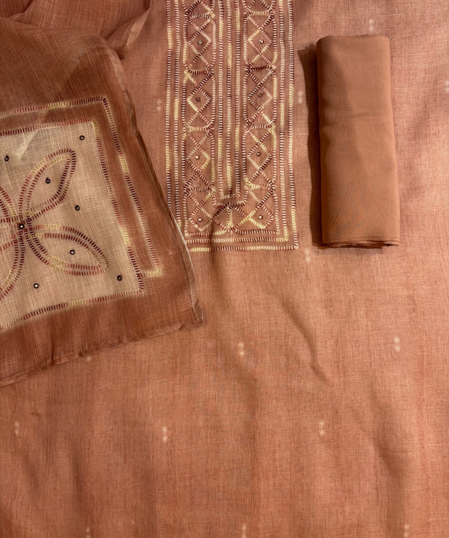 Light Brown hand and mirror work suit