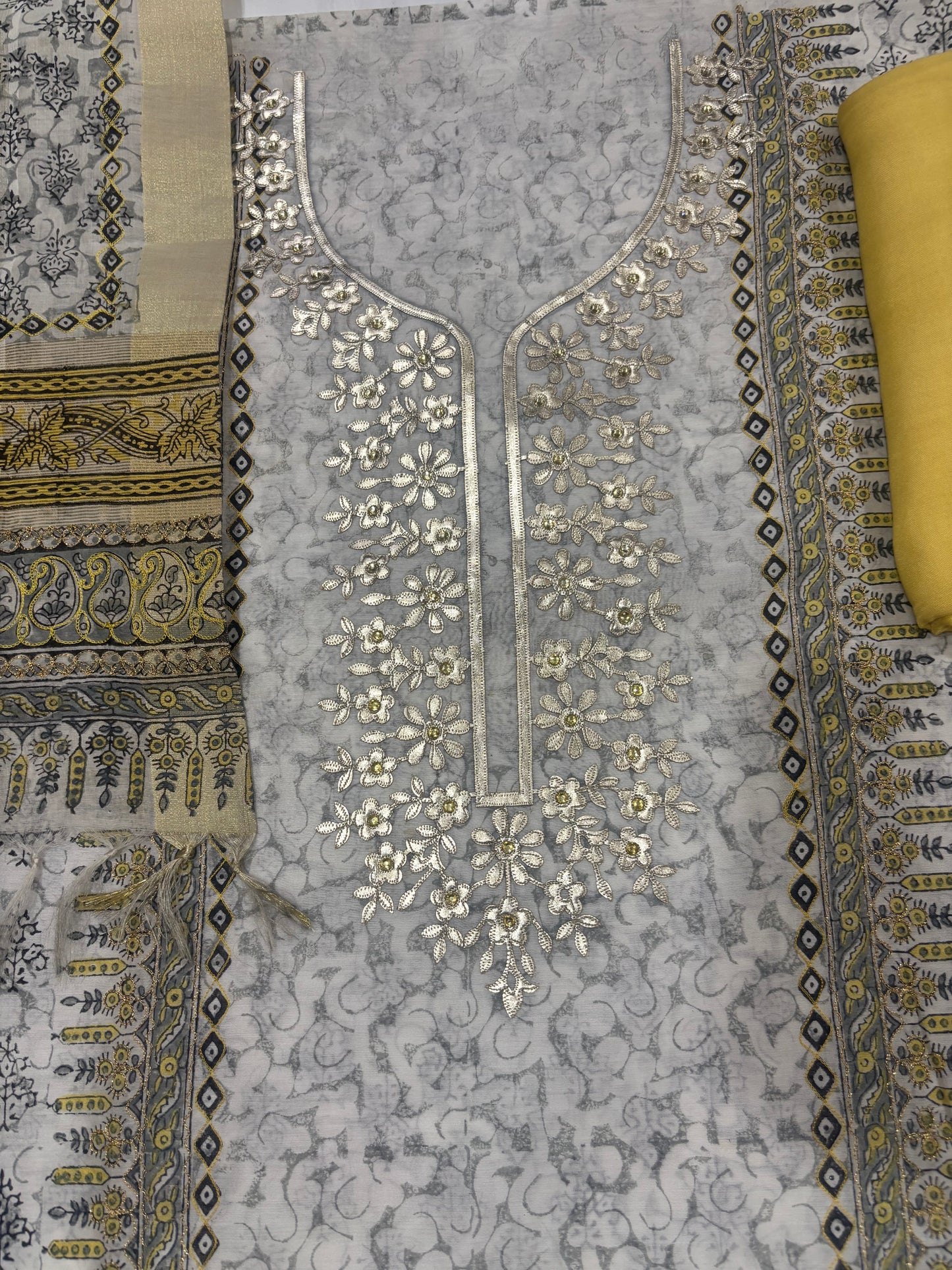 White & Yellow leather work suit