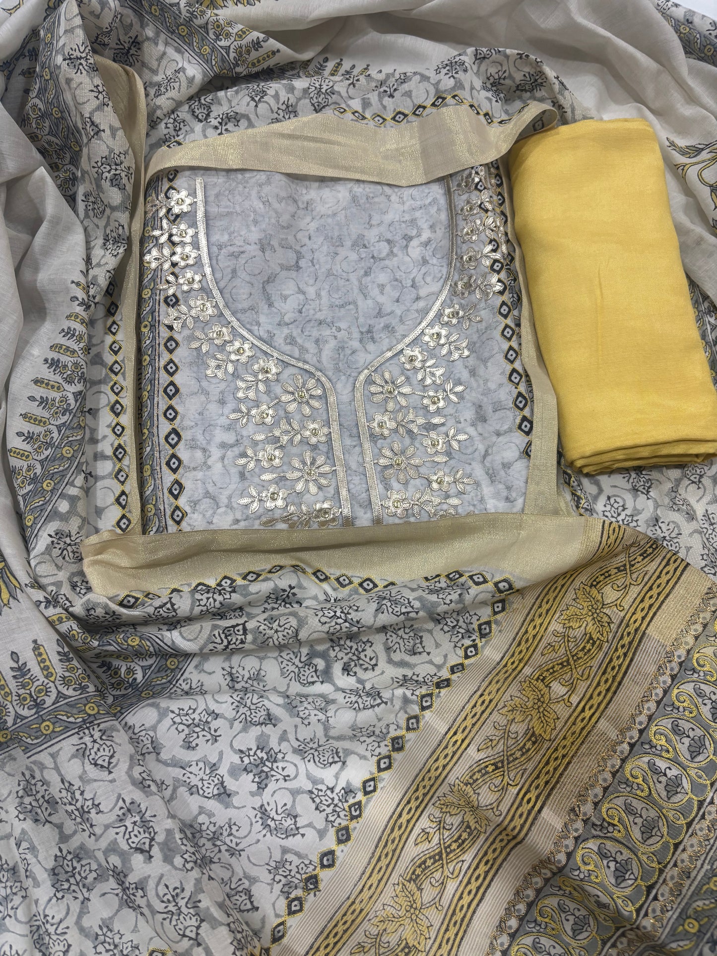 White & Yellow leather work suit
