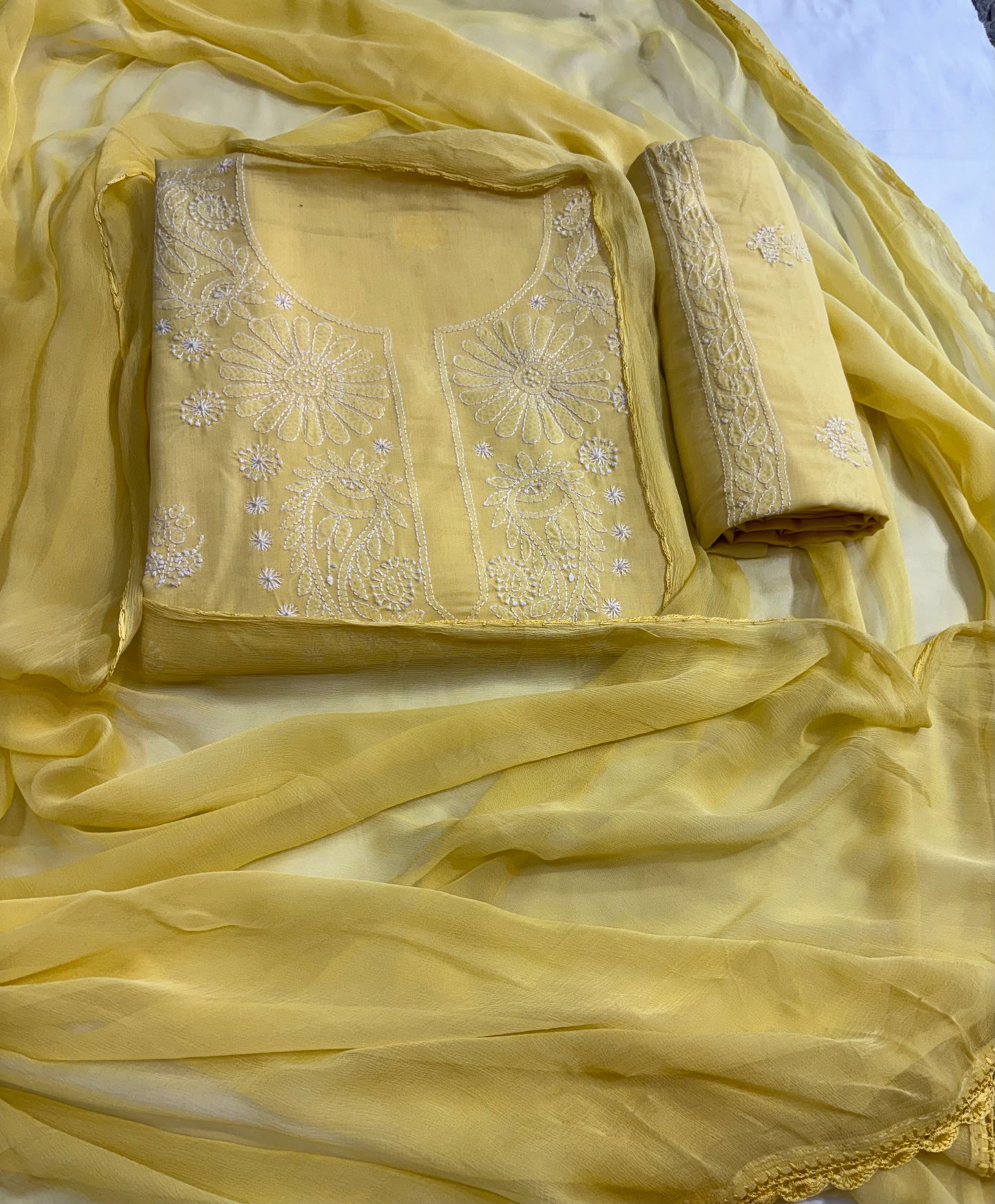 Yellow Nawabi Lucknowi Suit