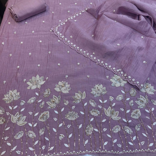 Lavender hand embroidered suit